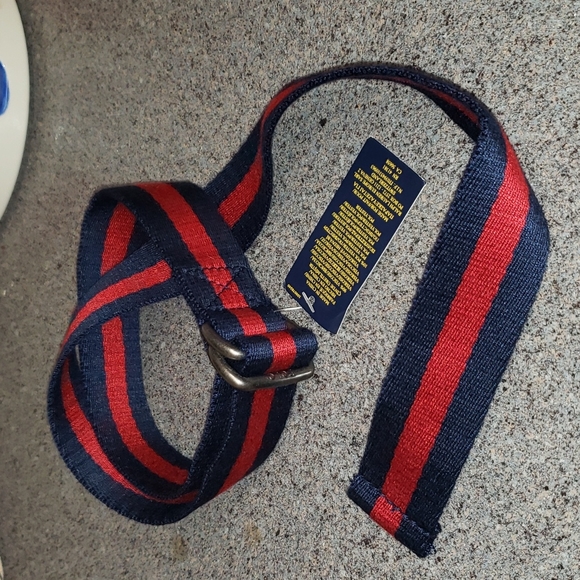 Vintage Polo Ralph Lauren Varsity Gothic Stripe Double O Ring Belt